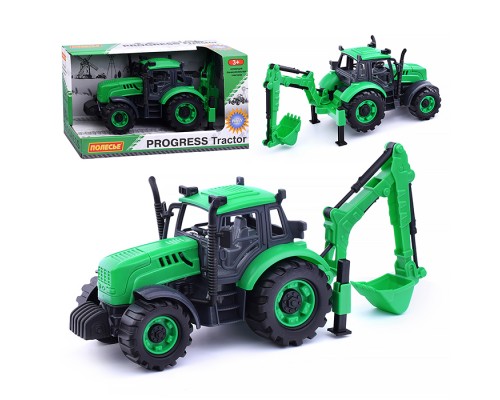 Экскаватор "Прогресс" инерционный (зелёный) (в коробке)