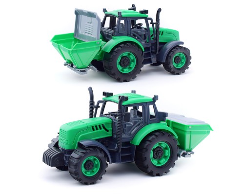 Трактор "Прогресс" сельскохозяйственный инерционный (зелёный) (в лотке)