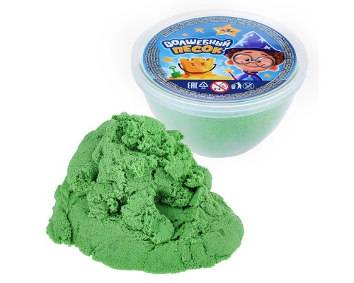Кинетический песок "Волшебный песок", 300 гр., контейнер, зеленый