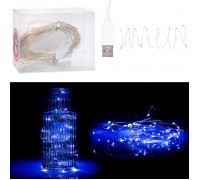 Электрогирлянда Роса 10 м, 100 ламп, USB, синий