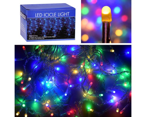 Электрогирлянда светодиодная Бахрома, 3*0,7м, 96 ламп, цветная