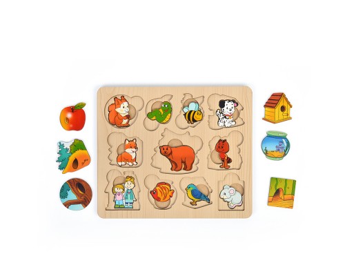 Рамка-вкладыш 2 слоя "Где чей домик?" 22 дет.