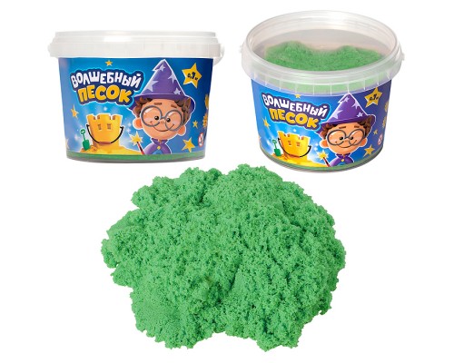 Кинетический песок "Волшебный песок" 2400 гр., ведерко, зеленый