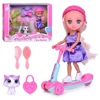 Кукла "Полина на самокате" с аксессуарами, в коробке