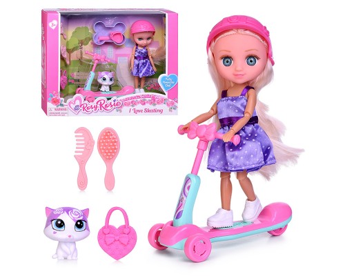 Кукла "Полина на самокате" с аксессуарами, в коробке
