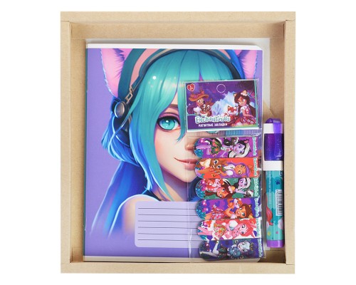 Набор Тетрадь Аниме Animal girls, формат А5, 18 листов с полями, 2 шт. клетка/линейка, на скрепке