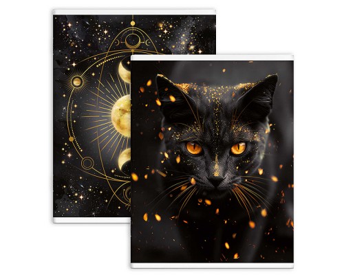 Тетрадь-перевертыш, 80 л. клетка "Кот-маг" 210 х 297 мм, А4 мягкий переплёт