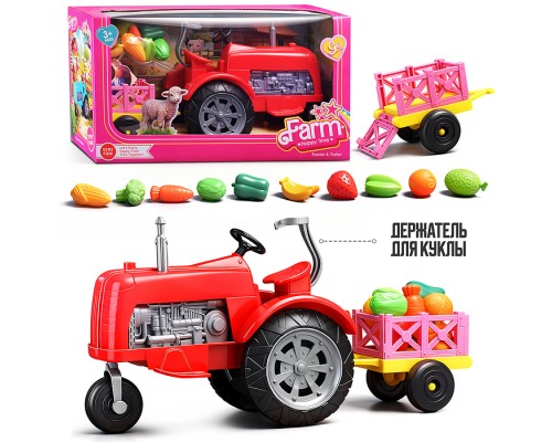 Трактор "Ферма" с фруктами и овощами, в коробке