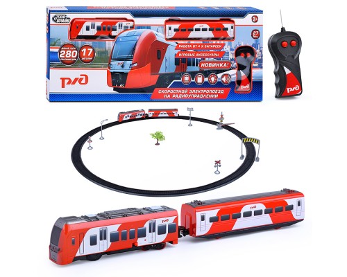 Железная дорога РЖД Ласточка р/у, (свет-звук, дл. пути 280см,) в коробке