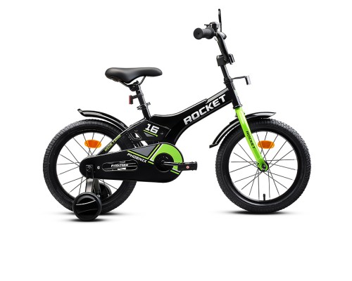 Велосипед 16" Rocket Phoenix, цвет черно/зеленый