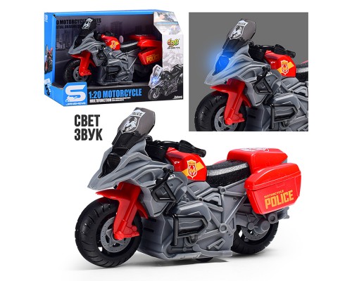 Мотоцикл "Полицейский байк" 1:20 (свет, звук) в коробке (цвет красный)