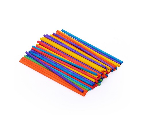 Палочки деревянные для рукоделия "DIY" круглые, 110x3 мм, 50 шт, цвета ассорти, в пластиков