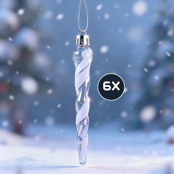 Новогоднее украшение "Сосульки" белые (6шт х 11см)