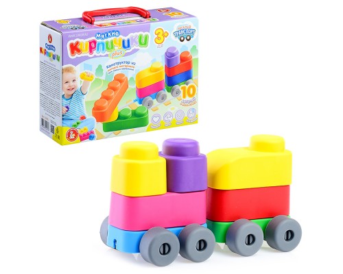 Конструктор "Мягкие кирпичики plus. Веселый транспорт" 10 дет+колесики