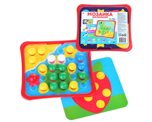Мозаика 12 картинок в плёнке (32 фишки + 2 глазок) "Мозайкин для малышей"