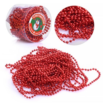 Новогоднее украшение "Бусы" красные, 10м, в банке