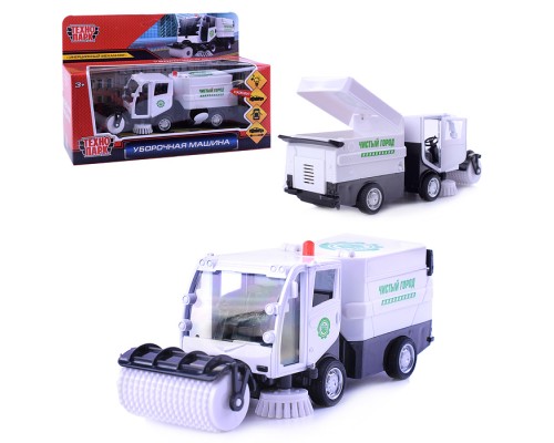 Машина металл свет-звук Уборочная машина 15,5 см, двери, багаж, бел