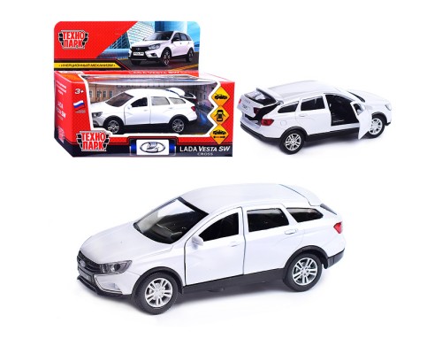 Машина металл Lada Vesta Sw Cross 12 см, (двери, багаж, белый) инерц, в коробке