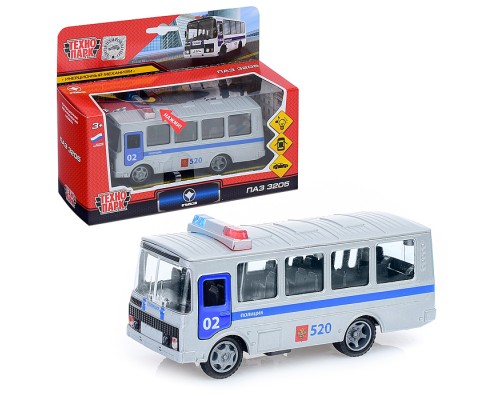Машина металл ПАЗ 3205 14 см, (свет-звук, дв., багажник) инерц., в коробке