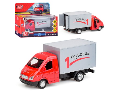 Машина металл Газ-3302 "Газель" 12,7 см, (двери, багаж, красный)инерц., в коробке