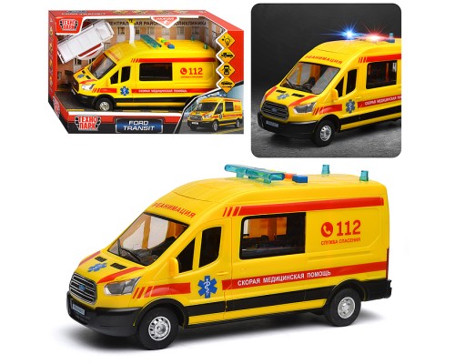 Машина пластик свет-звук Ford transit реанимация 22,5см, двери, 4 кноп