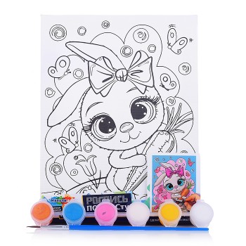 Холст для росписи 15*20 см "Зайка с бантиком"