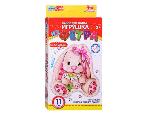 Игрушка из фетра со стразами "Зайка"