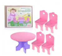 Столик+ 4 стульчика мебель кукольная (деревянная)