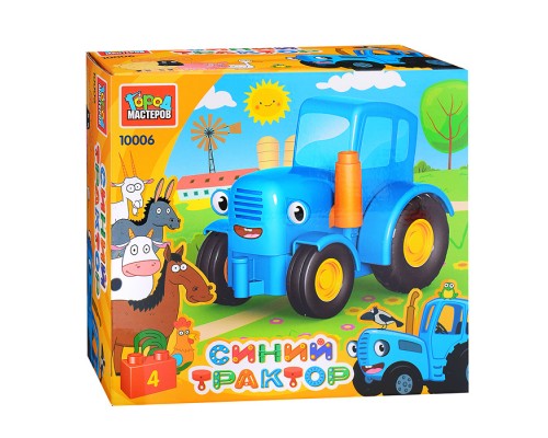 Конструктор большие кубики: Синий трактор, 4 дет.
