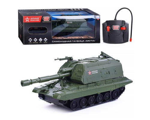 Машина р/у Мста-Гаубица, Армия России 22 см, свет, подвиж. дет., зеленый