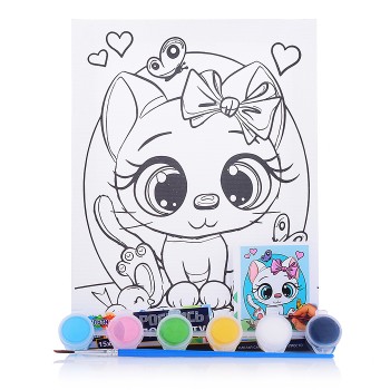 Холст для росписи 15*20 см "Кошечка с бантиком"