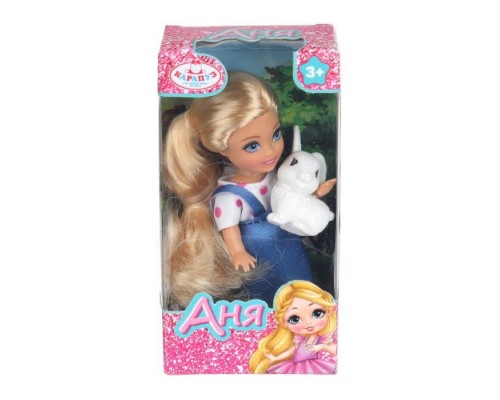 Кукла Аня 12 см, с питомцем, в коробке