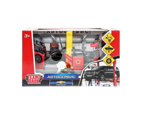 Машина автосервис 21 см. tahoe-bk свет-звук, красный, в коробке
