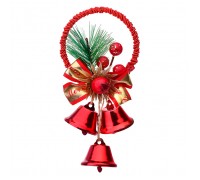 Новогоднее украшение "Колокольчики с ягодами и веточкой на подвесе" (9*16см.)