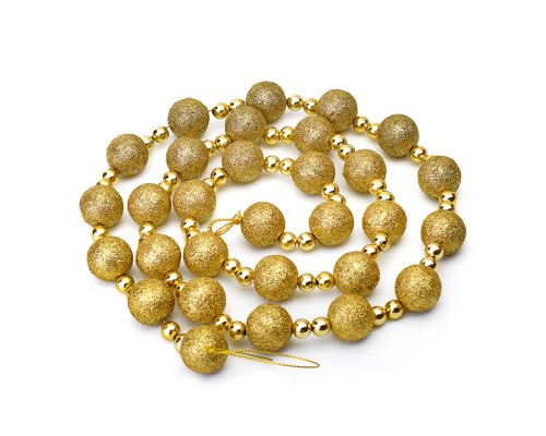 Новогоднее украшение "Бусы" шарики 120см (золото)