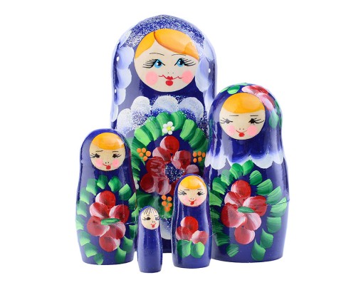 Матрешка 5 в 1 окрашенная