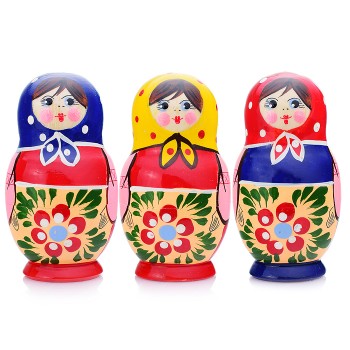 Матрешка 3 в 1 "Загорская роспись"/ окрашенная