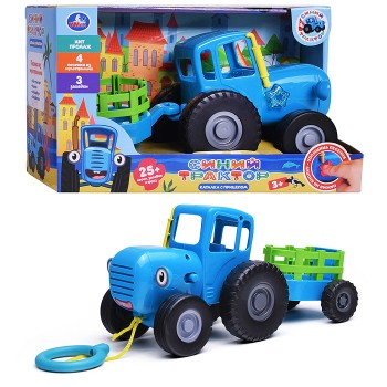 Каталка 25+ песен, стихов, звуков. пластик. свет "Синий трактор"