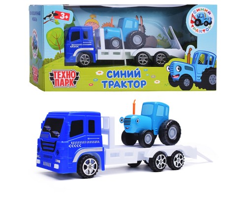 Машина металл "Синий трактор" с автоперевозчиком 7,5 см, синий