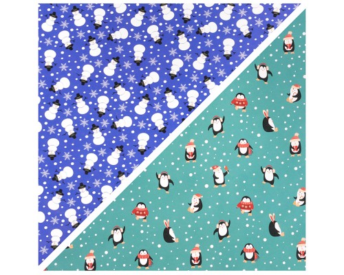 Бумага упаковочная подарочная новогодняя "Snow Fun", 70х100 см, 10 дизайнов ассорти, Золотая сказка