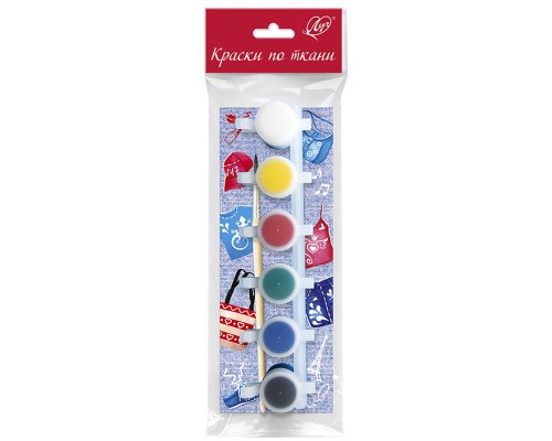Краски по ткани 6 цв., в блок-таре 5 мл.