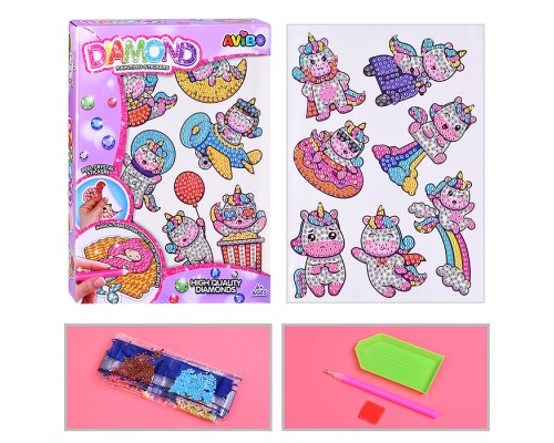 Мозаика алмазная "Такие разные единорожки" в коробке