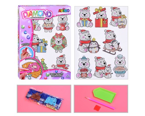 Мозаика алмазная "Северные мишки" в  коробке