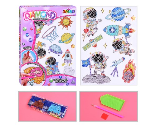 Мозаика алмазная "Космические приключения" в коробке