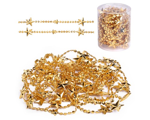 Бусы новогодние "Золотые" со звёздочками (5м)