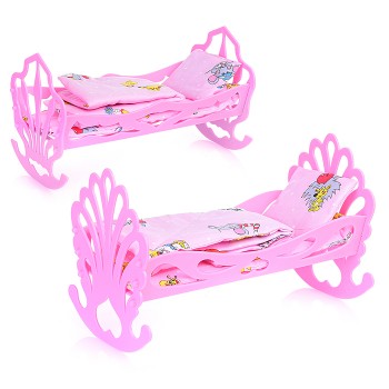 Кровать кукольная с комплектом белья 4 предмета (матрас, подушка, одеяло)