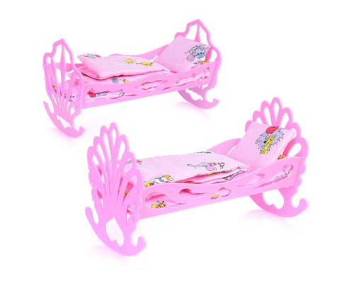 Кровать кукольная с комплектом белья 4 предмета (матрас, подушка, одеяло)