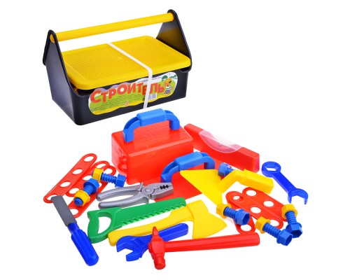 Игровой набор "Строитель" №4 в ящике (32 предмета)