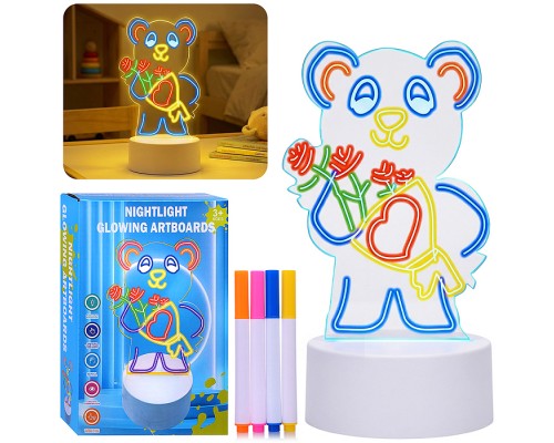 Набор для творчества  "Доска для рисования-светильник Мишка" в коробке