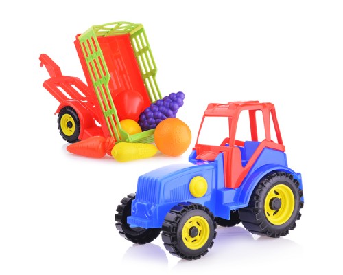 Трактор с прицепом, с набором овощи/фрукты